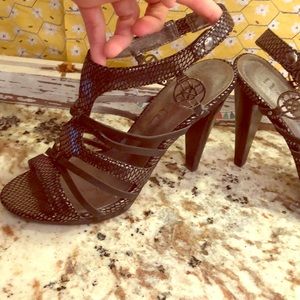 Black and silver heels